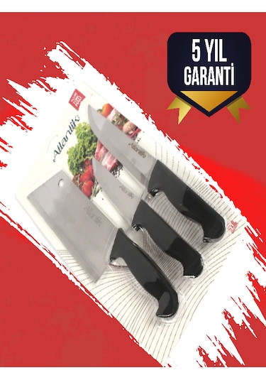 Satırlı Bıçak Seti 3'lü Siyah