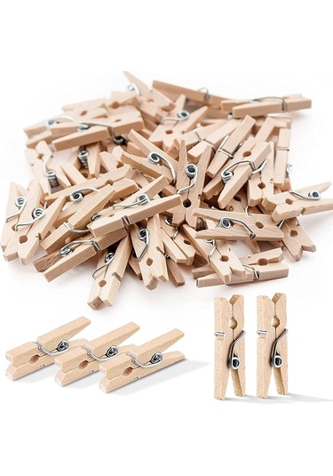 Ahşap Görünümlü Minik Ahşap Mandal Fotoğraf Asma Mandalı Parti Ve Süs Mandalı 10+