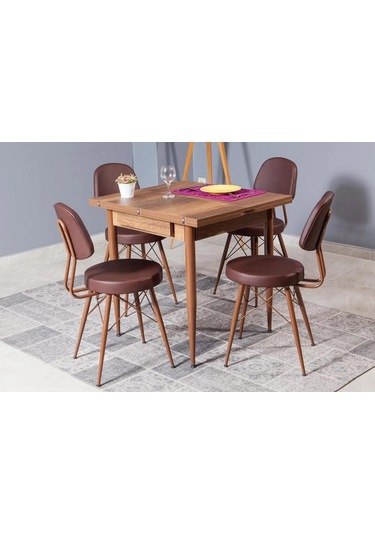 Kare Kartal Masa, Ceviz, 70x80 Diğer