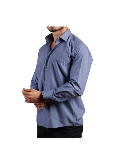 İndigo Büyük Beden Rahat Kesim Cepli Uzun Kol Regular Fit Erkek Gömlek - 150-15 001