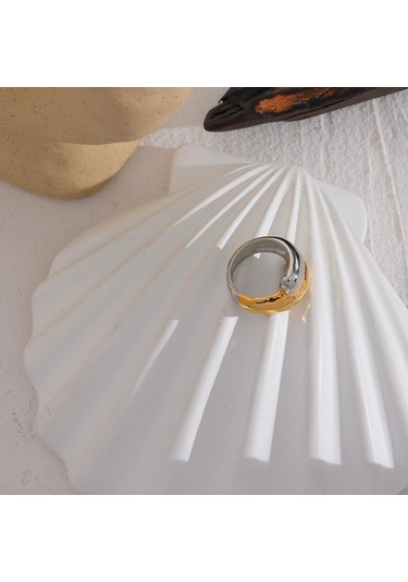 Eetit Paslanmaz Çelik Yüzük Kadın Geometrik Metal Parmak Yüzük 7