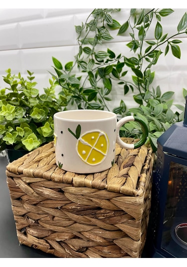 Seramik Kupa Bardak Limon Dilimi Tasarım