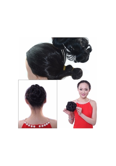 Cbtx Gelin İçin Peruk Topu Kafa Çiçek Firkete Saç Çantası Peruk Kafa Bandı Koyu Kahverengi