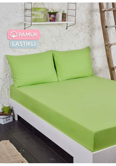 Tek Kişilik Ranforce Kumaş Lastikli Fitted Çarşaf Takımı Yeşil