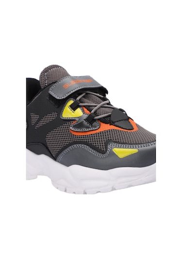 Slazenger KAJAL I Çocuk Cırt Cırtlı Koyu Gri Sneaker