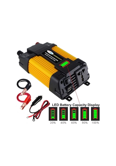 Sones Little Wasp 12v - 220v 6000w Led Ekranlı Ve Çift Usb'li Araç Güç Çeviricisi
