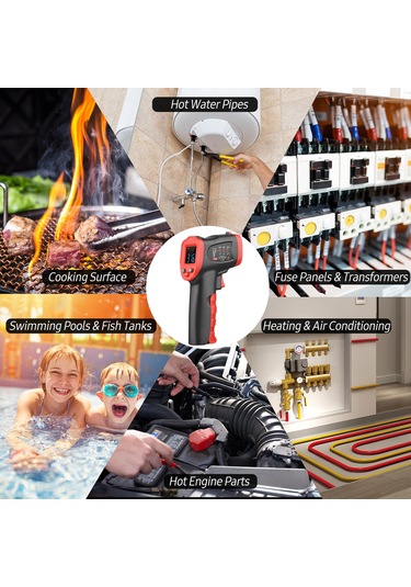 Symbee Wt327c Renkli Ekranlı Dairesel Lazerli Endüstriyel Isı Ölçer -50 C/+800 C Dışarıdaki Dokunmadan, Pil Yok