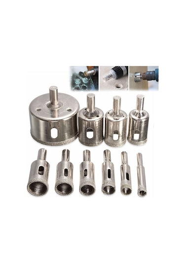 Ccgloball 6-30mm 10 Parça Elmas Kaplı Hss Matkap Ucu Seti Fayans Mermer Cam Seramik Delik Testere Açma Matkap Uçları Elmas Matkap Elektrikli El Aletleri