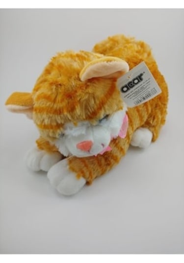 Acar Sarı Peluş Yatan Kedi 25 Cm--Skradapelus31