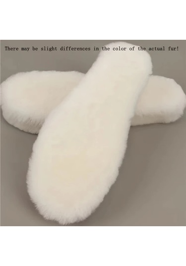 Fochsia Kalın Kürklü Kışlık Beyaz 43 9 Numara Tabanlık Ayakkabı İçi Sıcak Tutan Yumuşak Polar