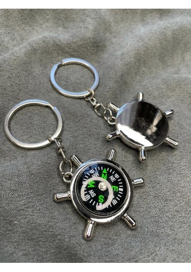 Leezsing Denizciler İçin Metal Gemi Direksiyonu Pusula Anahtar Zinciri - Dayanıklı Malzeme, Güvenli Tutma, Çeşitli Renkler Gümüş