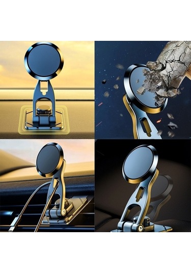 Moly Manyetik D29 Araç Telefonu Tutucu, Yüzen Ekran, Katlanır, Siyah, Metal, Stabil, 360 Derecelik Konumlandırma Siyah