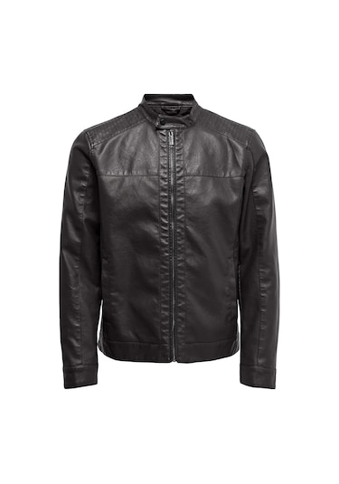 Only & Sons Erkek Onsmıke Deri Ceket 22012339 Siyah
