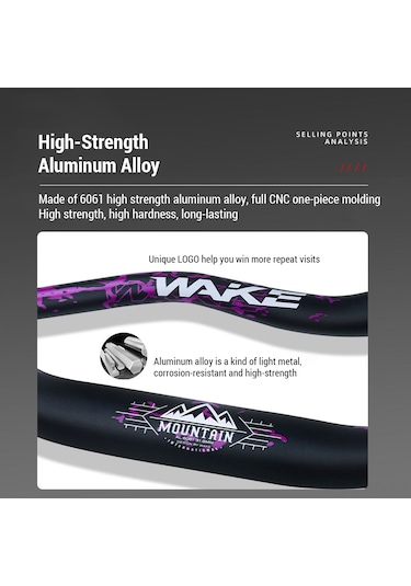 Samdoo Wake Dağ Bisikleti Alüminyum Sap 31.8mm 780mm 55mm Yüksek Konforlu U Şekilli Mavi Direk