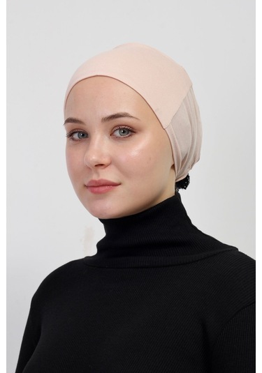 Pratik Dikişsiz Bağlamalı Kaymayan Tesettür Bone Pudra
