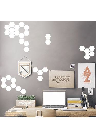 Monyee Küçük Altıgen Gümüş Akrilik Ayna Sticker - Ev Dekorasyonu İçin Fonksiyonel Dıy Sanat Duvar Aksesuarı Gümüş