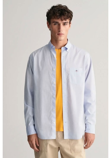 Gant Erkek Regular Fit Düğmeli Yaka Gömlek - Mavi Lıght Blue