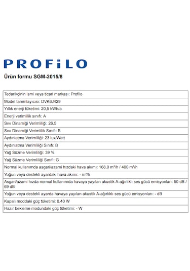 Profilo DVK6J429 Duvar Tipi Davlumbaz 60 CM