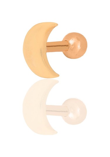 Gümüş Rose Hilal Modeli Tragus Helix Piercing Küpe Barcode Gümüş - Çok Renkli