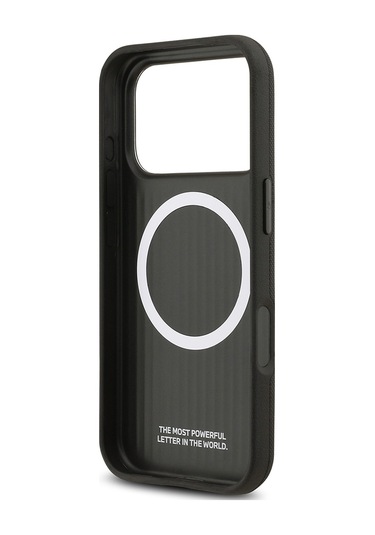 İphone 17 Pro Max Uyumlu Kılıf Bmw Lisanslı M-safeli Metal Logolu Delikli M Dizayn Deri Kapak Siyah Siyah