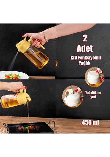 Porsima Alk-3157 2 Li Çok Amaçlı Cam Sprey Şişe Yağlık Yağdanlık