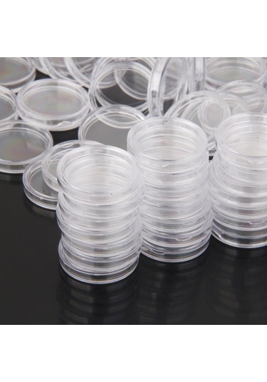 Suntek Temizle Plastik 25mm Sikke Tutucu Kapsül Kutuları Para
