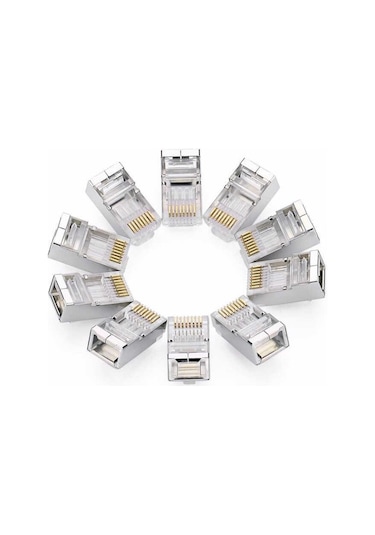 100 Adet - Cat5 Cat6 Metal Konnektör Jack 8p8c Rj45 Ağ Bağlantı Konnektörü