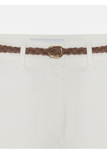Dilvin 72664 Kemerli Chıno Pantolon-beyaz