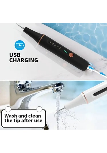 Willowhaven Usb Şarjlı Led Diş Temizleme Seti - 5 Hızlı Beyaz Diş Bakım Aleti Ek Uçlu Seyahat