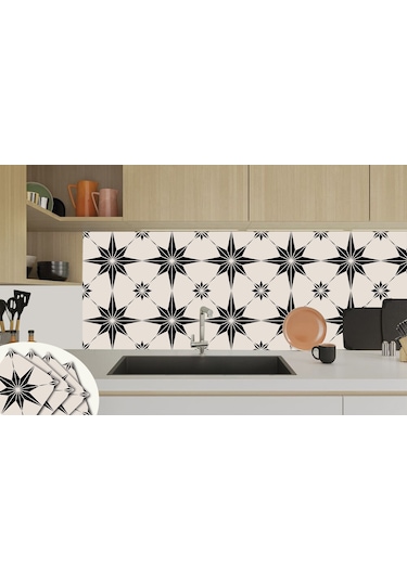Tink KENDİNDEN YAPIŞKANLI SİYAH YILDIZ DESENLİ PVC KARO 30X30 CM