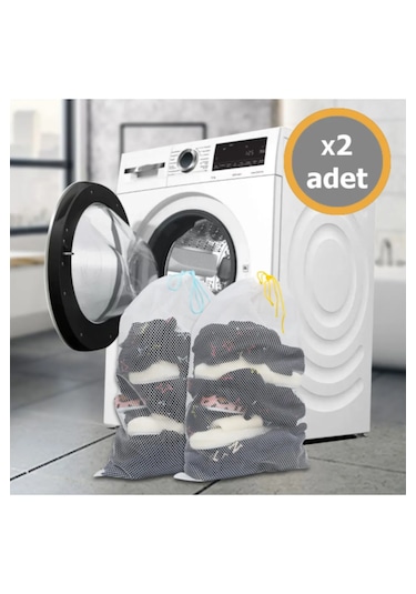 2 Adet Ultra Lüx Çamaşır Yıkama Filesi Renkli Ipli 40x60 Cm Beyaz