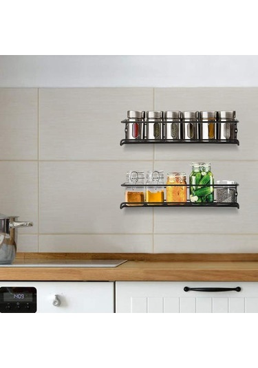 2 Paket Duvar Montaj Baharat Raf Organizatör Metal Asılı Baharat Rafları Tek Katmanlı Baharat Organizatör Raf Kapı, Dolap, Kiler Depolama Tutucular & Amp Raflar 4