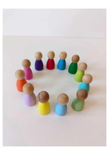 Peg Bebek 12 Li Renkli Insan Figürleri Waldorf