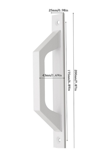 Beyaz Alüminyum Düz Kapı Kolu Sürgülü Veya Kanatlı Kapılar İçin Kol 198 X 25 X 40 Mm İşlevsel Ve