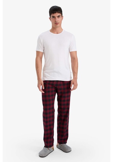 Defacto Regular Fit Cepli Uzun Kareli Pijama Altı F5217ax25wnnv147 Lacivert