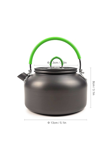 Xiyyadms 0.8l Alüminyum Çelik Taşınabilir Kamp Çaydanlığı - Yeşil Kollü, Hiking Ve Piknik İçin Hafif Dış Mekan Su Kaynakı Yeşil