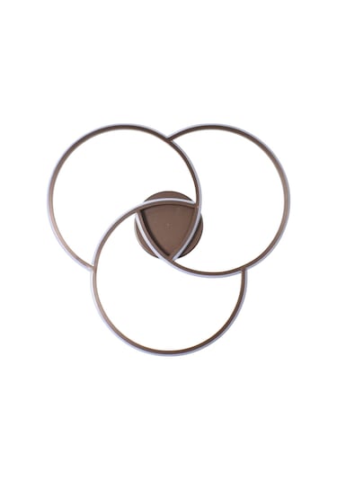 Troy Modern Tasarım Yatak Odası - Salon - Mutfak Kahverengi Renk Beyaz Ledli 3 Lü Led Avize Kahverengi