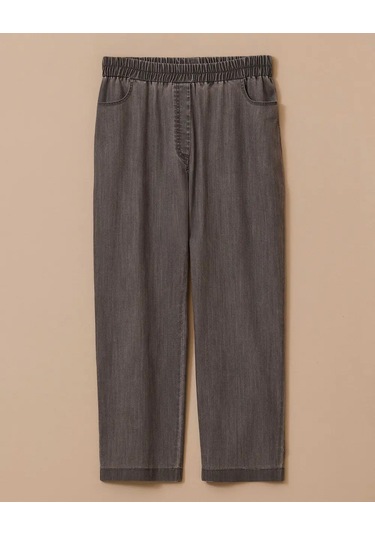 Büyük Beden Elastik Bel Cepli Jean Pantolon Gala-xi Gri