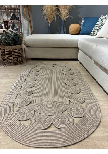 Cookie Jüt Hasırlı El Örgüsü Kilim Taş