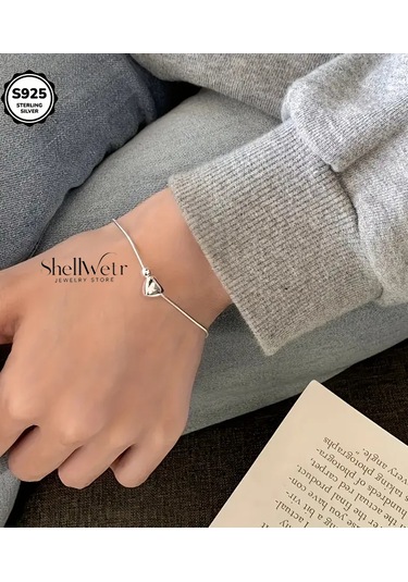 Palermo S925 Ayar Gümüş Kalp Kolye Ve Gümüş Bileklik Altın - Gümüş