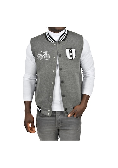 Deepsea Erkek Antrasit Nakış İşlemeli Üç İplik İçi Şardonlu Kolsuz Kolej Yelek 2304773 Antrasit