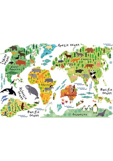 Vkemall Büyük Çocuklar Eğitici Hayvan Yer İşaretleri Dünya Haritası Soy Ve Yapıştır Duva Çok Renkli