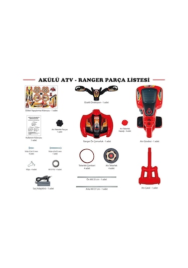 9093 Akülü Atv 6v Ranger Sarı