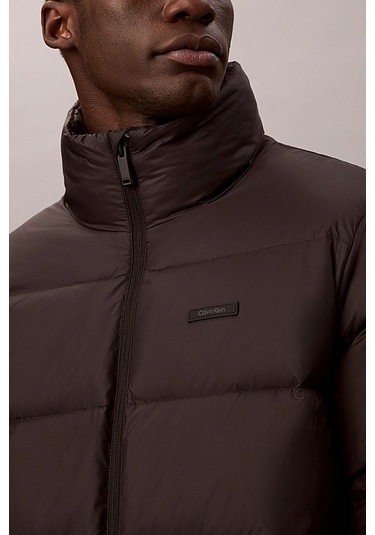 Erkek Regular Fit Dik Yaka Aplike Logolu Şişme Mont - Siyah Black