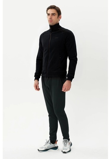 Exuma Erkek Siyah Tam Fermuarlı Sweatshirt 2419002 Siyah