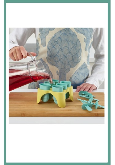 6 Adet Çubuk Dondurma Kalıbı Turkuaz-sarı Renk Polipropilen Dondurma-meyve Suyu Kalıbı