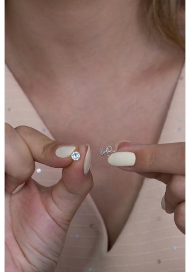 Takı Dükkanı Tek Taş Gümüş Kolye Küpe Ve Yüzük Seti Ags02 Gümüş