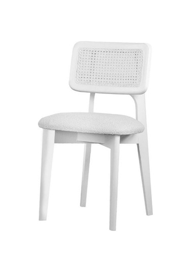 Zeus Hazeranlı Ahşap Bohem Sandalye Beyaz