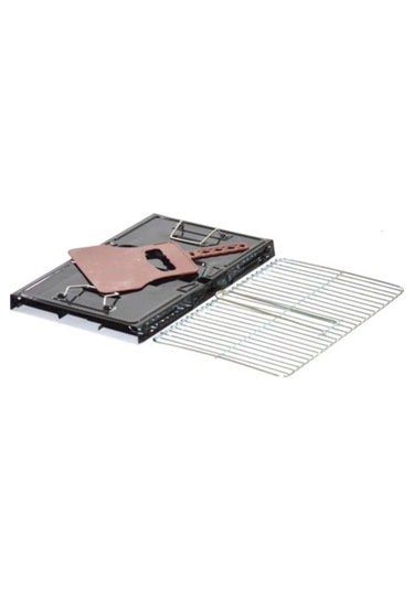 Emaye Katlanır Piknik Mangal - Yelpaze Hediyeli