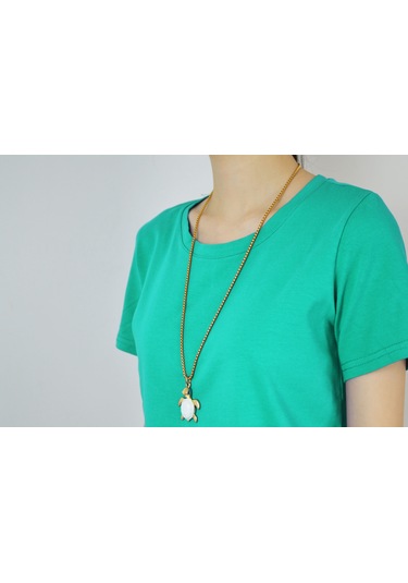 Metalmorphose Kaplumbağa Kolye Altın - Beyaz